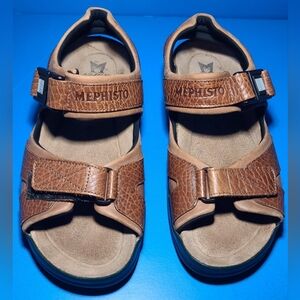 Mephisto Shark Fit Mens Waxy Brown Leather Walking Comfort Sandals